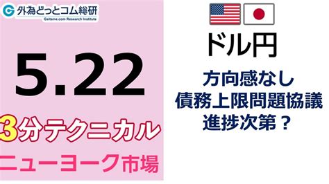 ドル円見通し 「方向感なし、 債務上限問題協議 、進捗次第？」見通しズバリ！3分テクニカル分析 ニューヨーク市場の見通し 2023年5月22