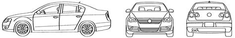 2006 Volkswagen Passat Mkv Sedan Blueprints Free Outlines