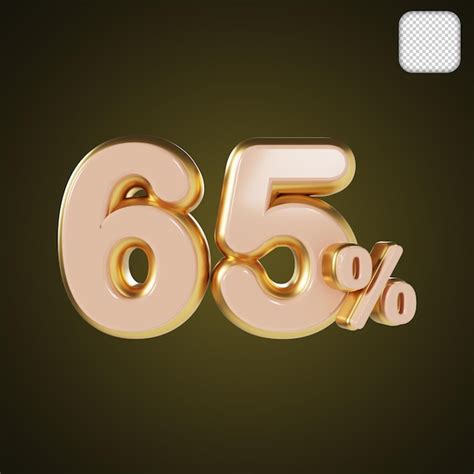 Premium Psd Gold Number 65 Percentage 3d Illustration