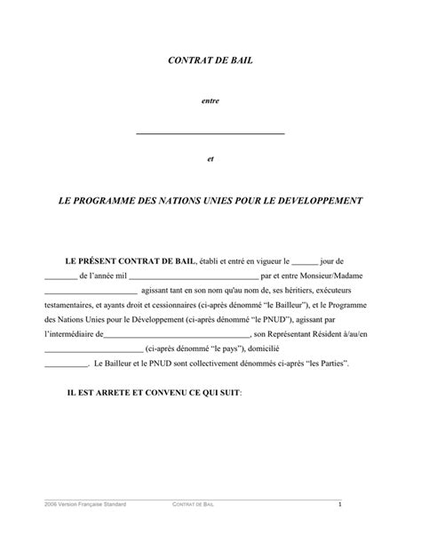 Exemple De Contrat De Bail Doc Pdf Page Sur