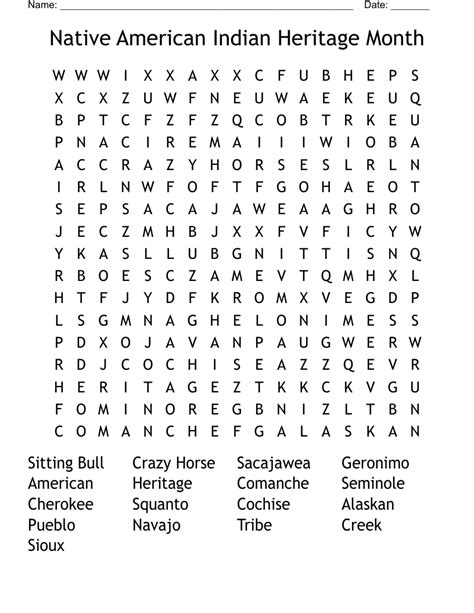 Native American Indian Word Search