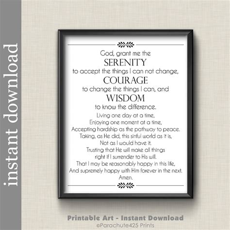 The Full Serenity Prayer Printable Printable Templates