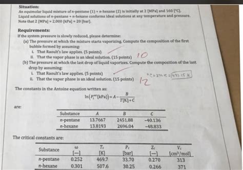 Situation An Equimolar Liquid Mixture Of N Pentane