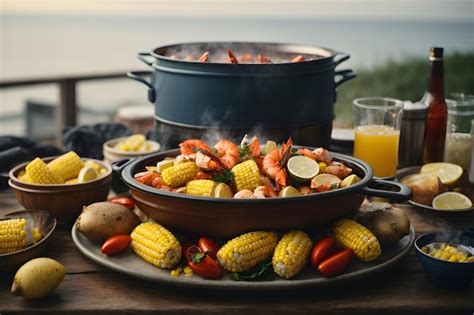 Premium Photo | Seafood Boil with Corn and Potatoes