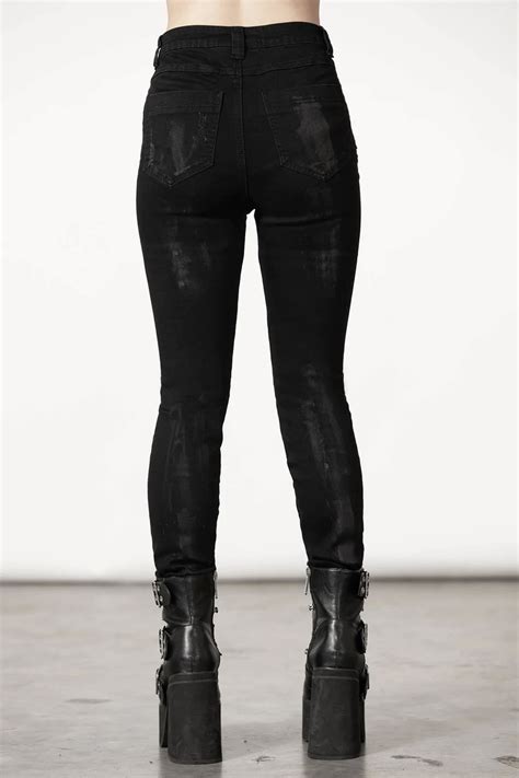 Spodnie Damskie Killstar Lyfe Line Jeans Black Ksra Metal