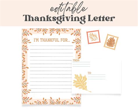 Thanksgiving Letter Template & Envelope Im Thankful for - Etsy