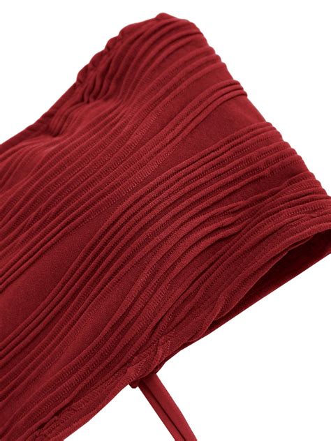 Snapklik ZAFUL Women Strapless Textured Bandeau Bikini 2 Piece