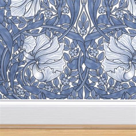 William Morris Antiqued Pimpernel Wallpaper Spoonflower William