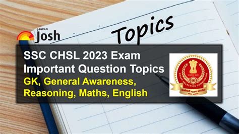 SSC CHSL Tier 1 Exam 2023 Important Question Topics GK General