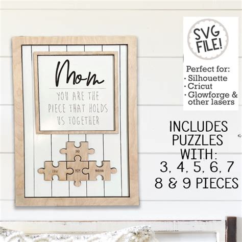 Mothers Day Puzzle Sign Personalized Svg File Etsy