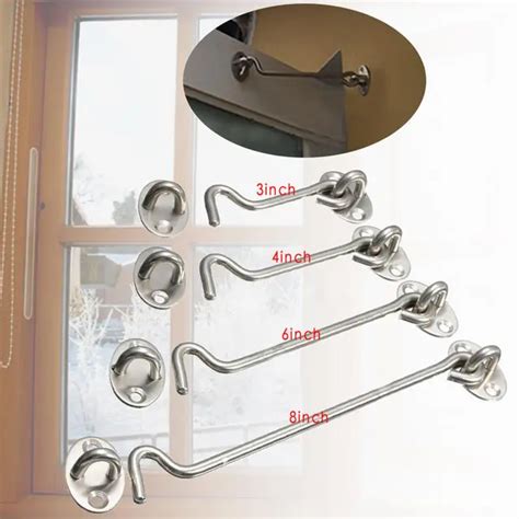 3468 Inch Stainless Steel Window Hooks Cabin Hook And Eye Latch Lock