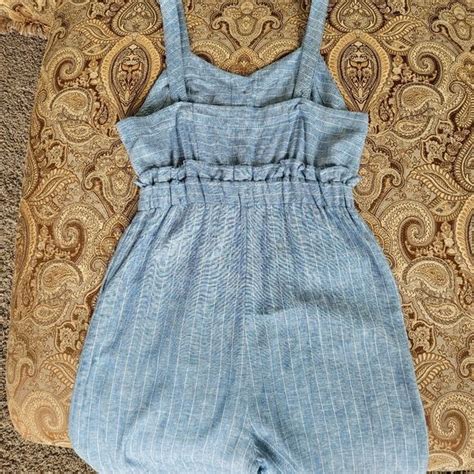 Romeo Juliet Couture Linen Blend Jumpsuit Sz Sm Blu Gem