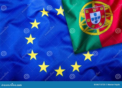 Flags Of The Portugal And The European Union Portugal Flag And Eu Flag