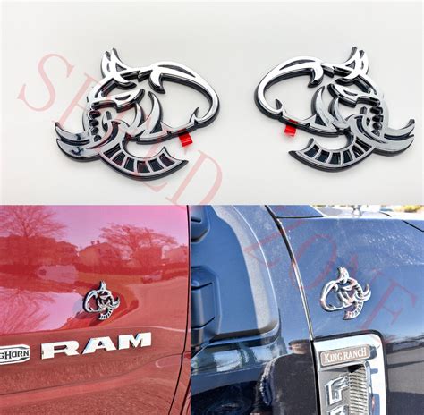 Elephant Head Emblem For TRX Ram 1500 Fender Badge Hellcat Style Chrome