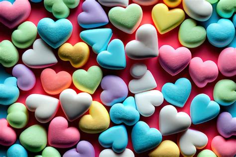 Fond De Bonbons En Forme De Coeur Incroyable Photo Premium