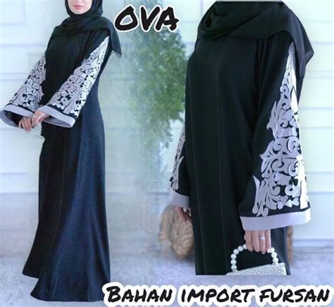 ABAYA OVA KRISTAL CREPE FURSAN HITAM GOLD ALKHATIB COLLECTION