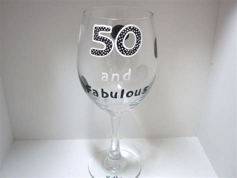 50th Birthday Wine Glass Handpainted Oversized by Kathy1910