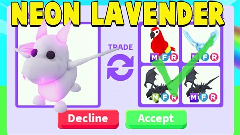 Trading First Neon Lavender Dragon In Adopt Me Youtube