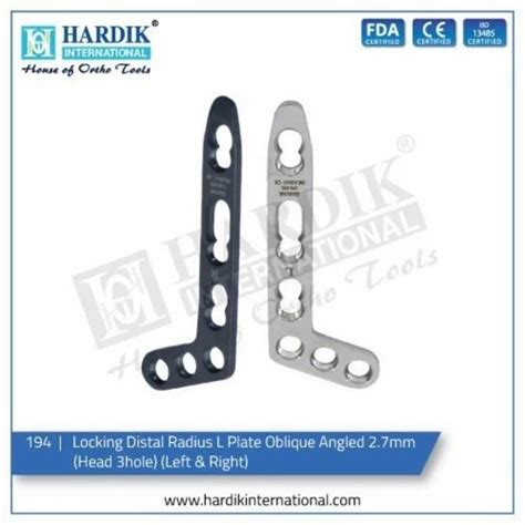 Locking Distal Radius L Plate Oblique Angled 2 7mm Head 3h Size