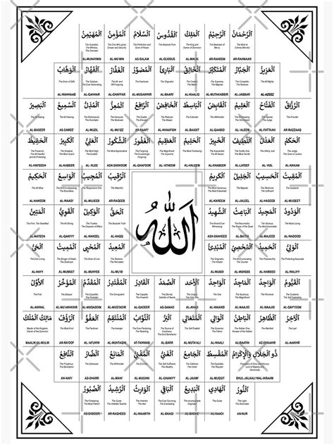 99 Names Of Allah Islam English Poster By Presapon Redbubble