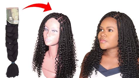 Braided Wig Tutorial Using Expression Braid Extension Goddess Box Braid No Closure Wig Youtube