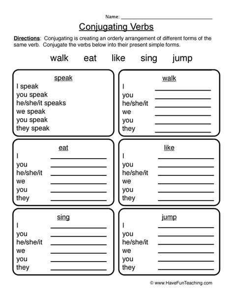 Verbs Worksheets Have Fun Teaching