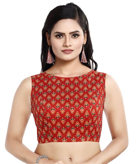 Maroon Cotton Printed Sleeveless Blouse Stitched At Rs 300 Piece In