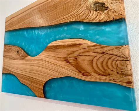 Epoxy Resin Wall Art Ocean Blue Wood Art Wood Home | Etsy