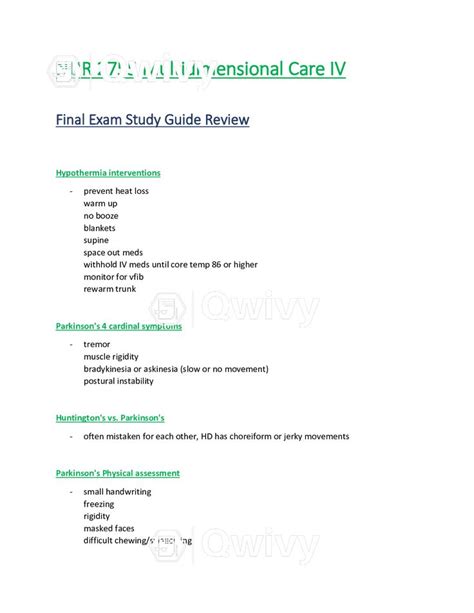 Nur Nur Final Exam Study Guide Review Latest