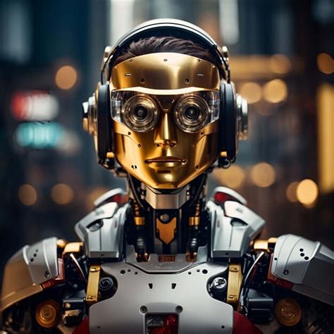 Personaje De Ia De Robot Dorado Ia Generativa Foto Premium