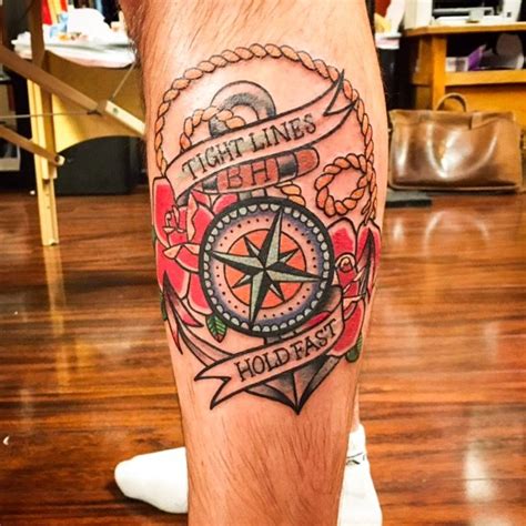 Traditional Anchor And Compass Tattoo By Alex Passapera