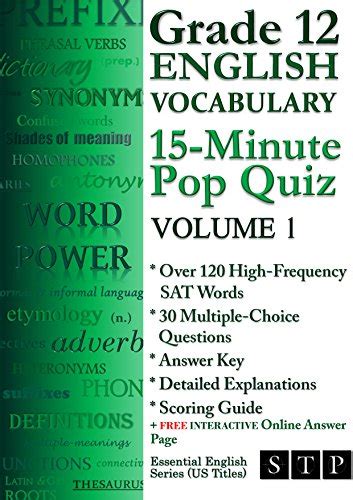 Grade 12 English Vocabulary 15 Minute Pop Quiz Volume 1 Essential