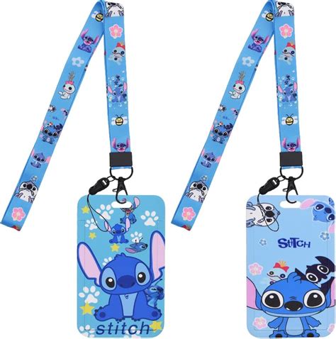 Stitch D Tachable Lani Re Avec Porte Cartes En Plastique Cordon Tour