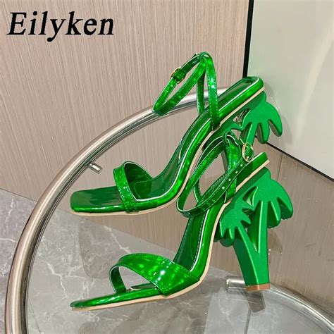 Eilyken Sexy Green Ankle Cross Strap Sandals Women Summer Fashion Open