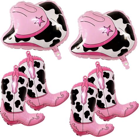 Amazon 6 Pcs Western Cowboy Boots Balloons Hats Balloons Cowboy