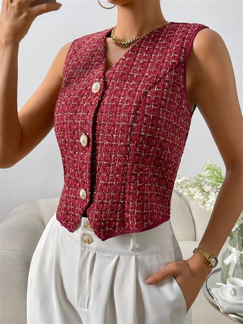 Button Front Vest Blazer In Daily Outfits Clothes Casual Women