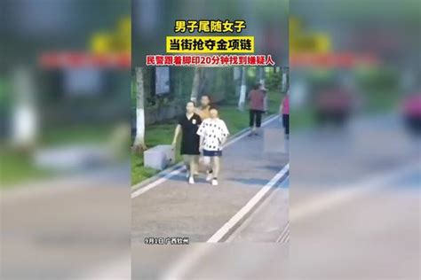 男子尾随女子当街抢夺金项链，民警跟着脚印20分钟找到嫌疑人 女子 嫌疑人 男子