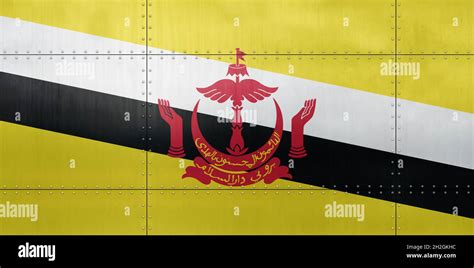 3d Flag Of Brunei On A Metal Wall Background Stock Photo Alamy