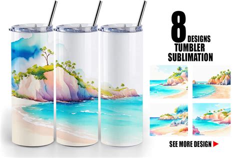 Tumbler Beach Landscapes Graphic By Artnoy Creative Fabrica