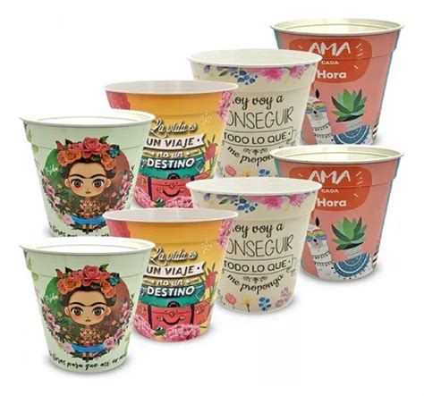 Maceta Redonda La Jardinera Estampada Diseños Variados N21