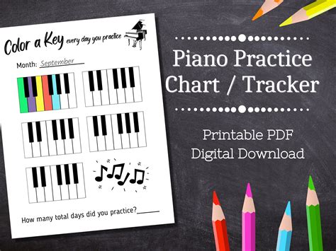 Piano Practice Chart Printable / Piano Practice Log Template / Piano ...