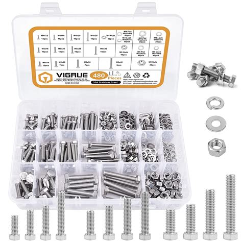 Vigrue Pcs M M M Bolts Nuts Assortment Kit Heavy Duty