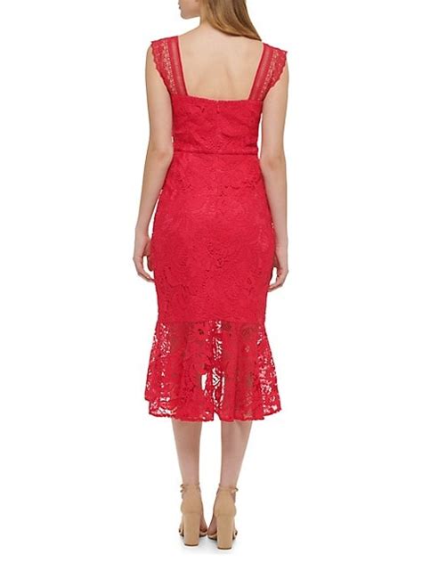 Sweetheart Neckline High Low Lace Midi Dress