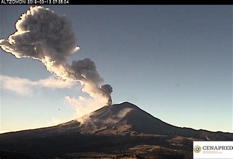 Reporte del monitoreo de CENAPRED al volcán Popocatépetl hoy 13 de