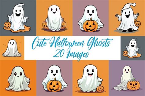 Cute Halloween Ghost Cartoon Illustration Characters