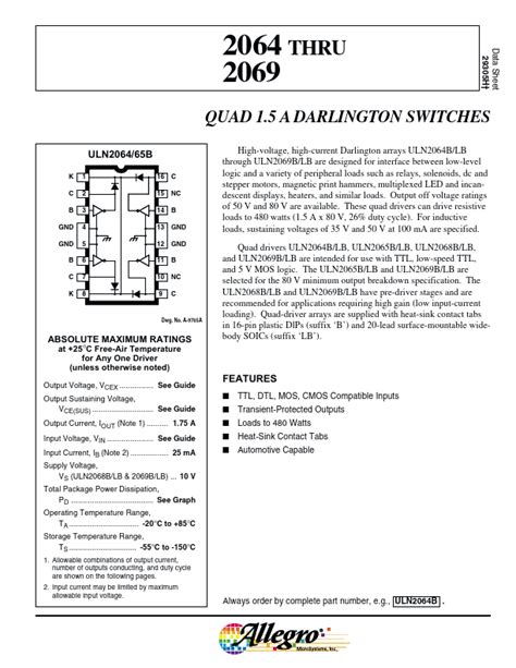 Uln Lb Allegro Microsystems Switches Hoja De Datos Ficha T Cnica