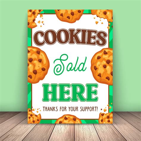 PDF Cookies Sold Here Booth Sign Fundraiser Bake Sale Cookie Booth