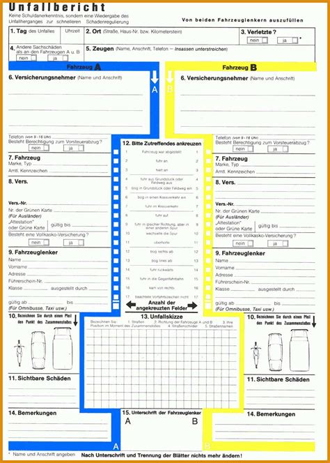 Original 20 Unfallbericht Vorlage 291242 Muster Vorlagen Kostenlos