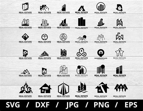 Real Estate Logo Sets Collection Illustration Svg, Real Estate Property Buildings City Emblems ...