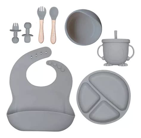 Kit Introdução Alimentar Bebê Prato Copo Babador Silicone Frete grátis